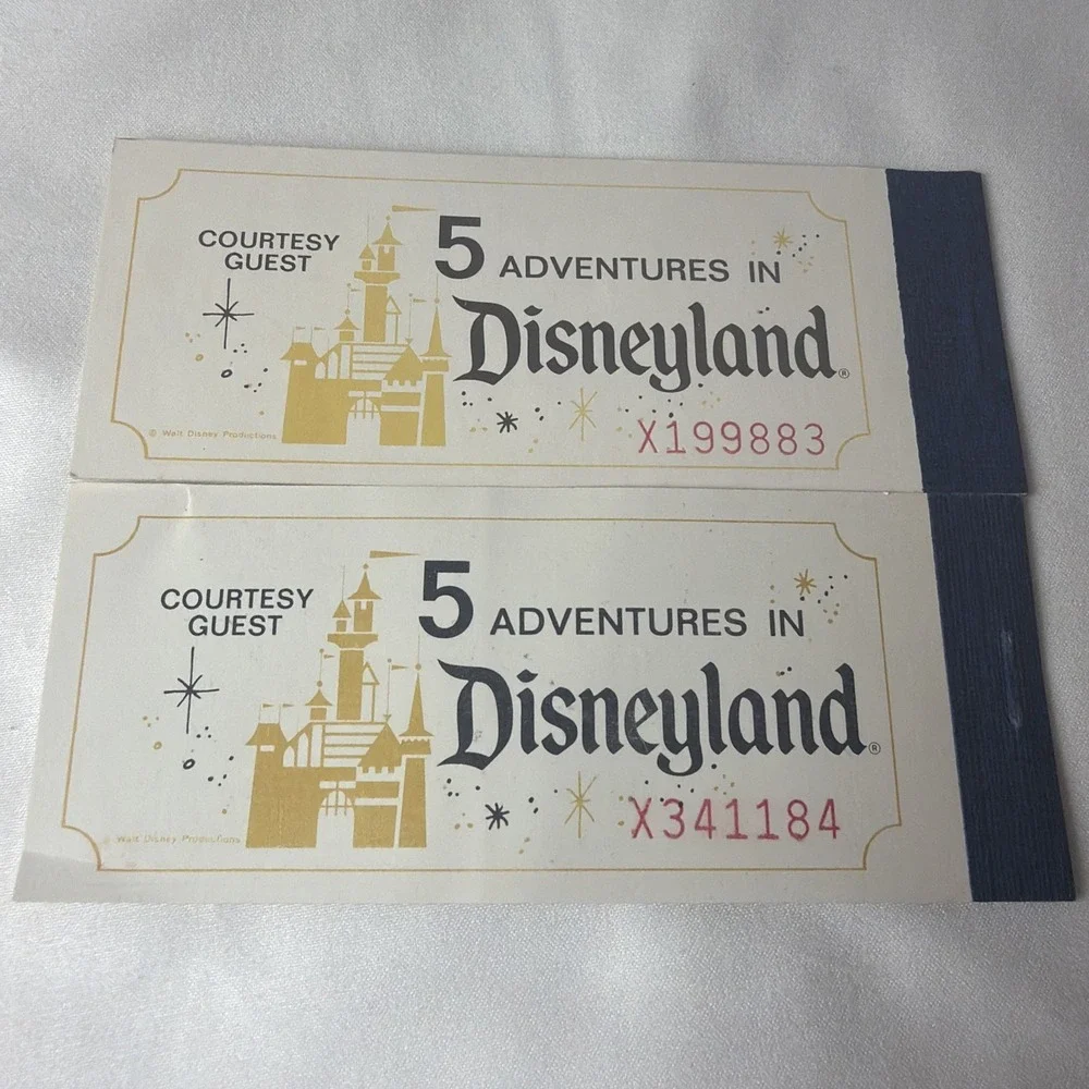 Vintage Disneyland 5 Adventures Courtesy Guest Ticket Book Complete 2 Lot